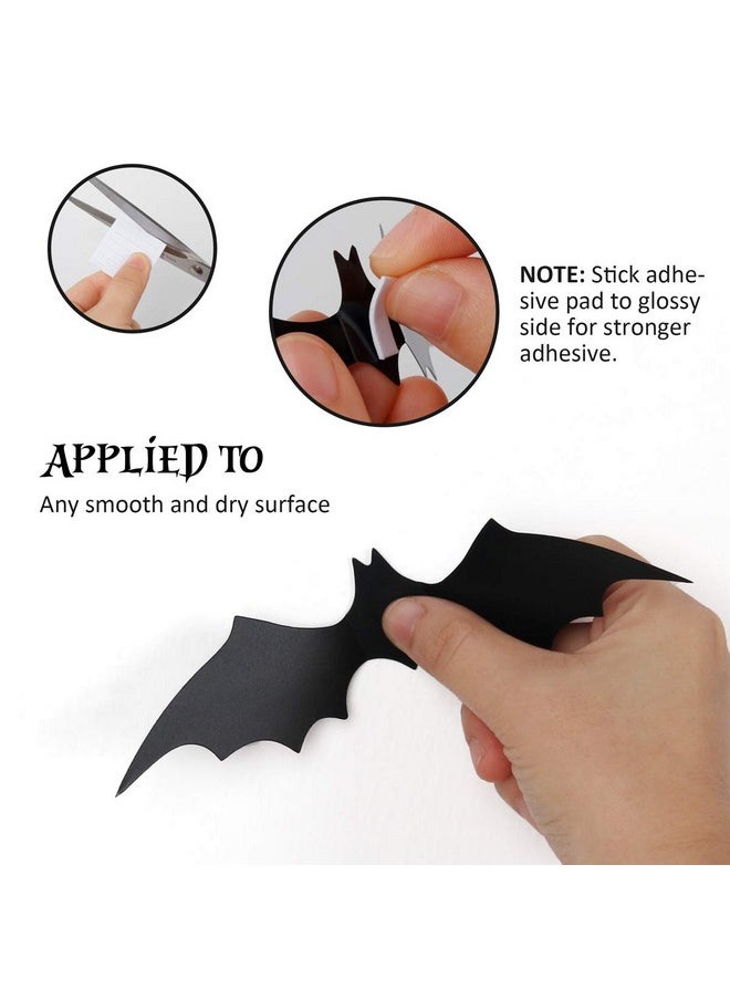 60Pcs Halloween Bats Decoration, 4 Different Sizes Realistic Pvc Black 3D Scary Bat Sticker For Home Decor Diy Wall Decal Bathroom Indoor Hallowmas Party Supplies