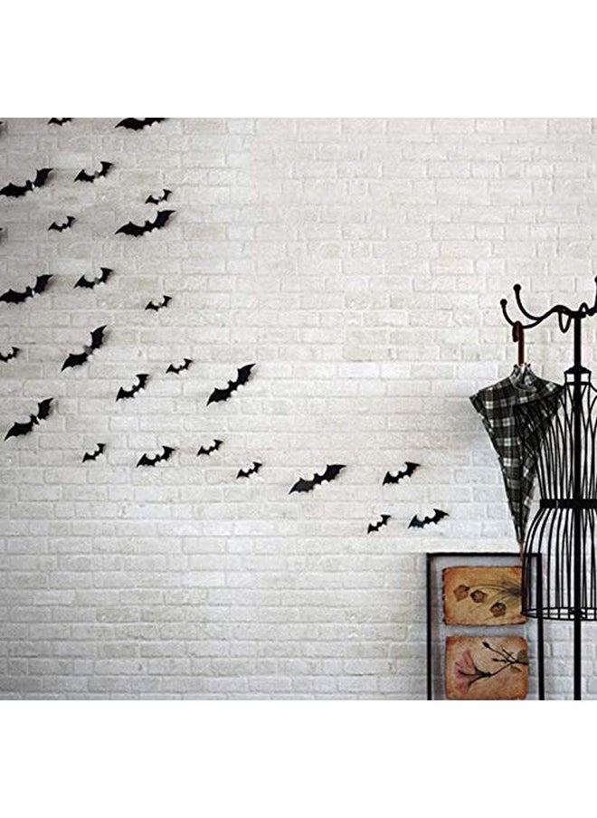 60 Pcs Diy Halloween Party Supplies 3D Decorative Scary Bats Wall Decal Wall Sticker, Halloween Eve Decor Home Window Decoration Set, Black