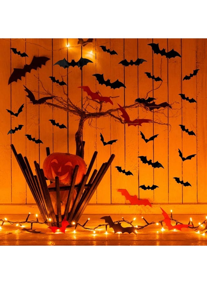 60 Pcs Diy Halloween Party Supplies 3D Decorative Scary Bats Wall Decal Wall Sticker, Halloween Eve Decor Home Window Decoration Set, Black