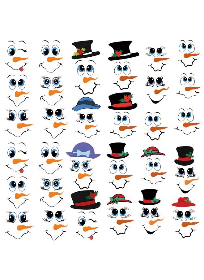 33 Pcs Snowman Face Stickers For Christmas Ornaments, Vinyl Decals Diy Craft Art Stickers For Christmas Ball/Water Bottles, Vinyl Christmas Stickers For Home Christmas Window Sticker Party Decorations