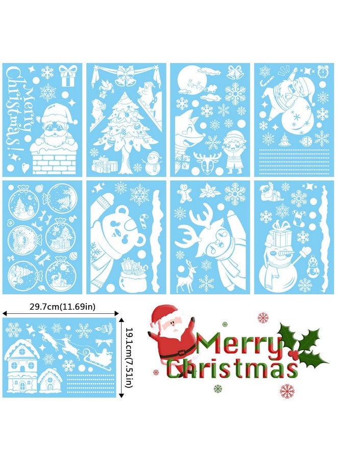 Christmas Window Clings, 9 Sheets White Window Stickers With Snowflakes, Snowman, Xmas Tree, Santa Claus, 136 Pcs Reusable Double Sided Window Decals, Christmas Decor For Winter, Holiday