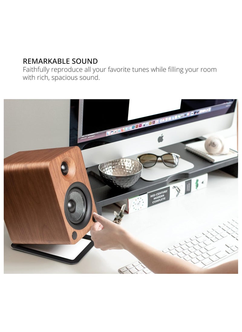 Kanto YU4WALNUT Powered Speakers with Bluetooth and Built-in Phono Preamp | Auto Standby and Startup | Remote Included | 140W Peak Power | Pair | Walnut