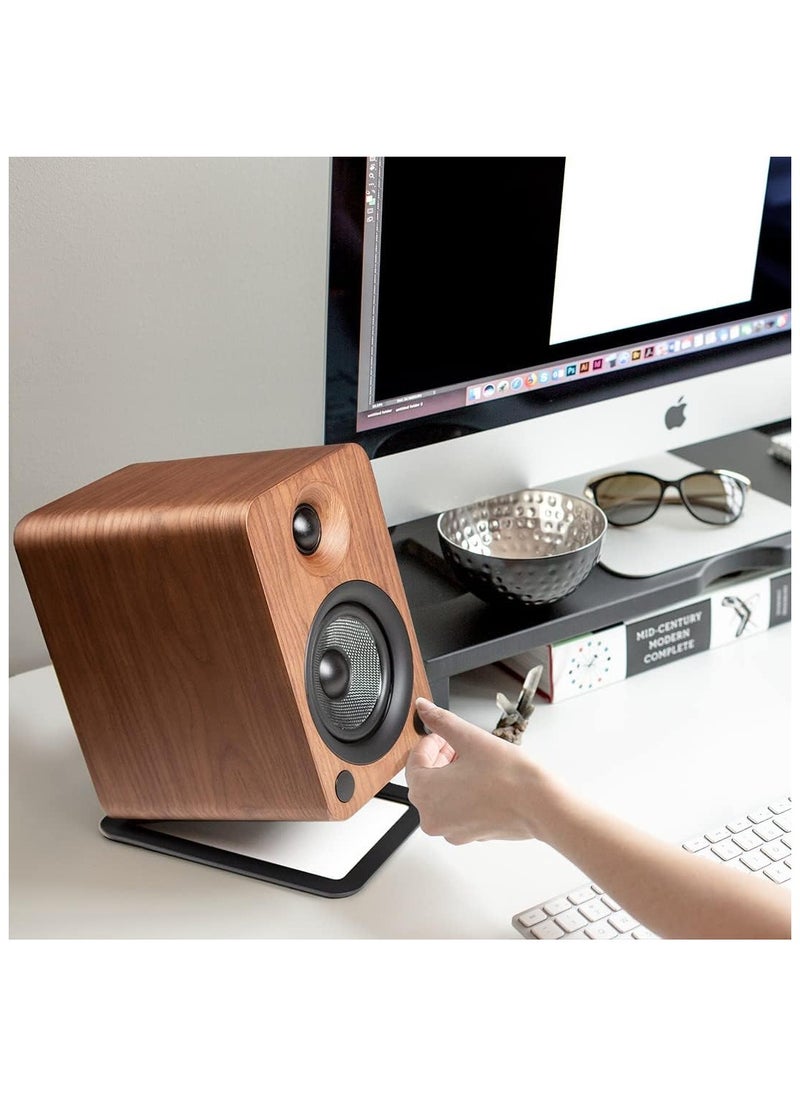 Kanto YU4WALNUT Powered Speakers with Bluetooth and Built-in Phono Preamp | Auto Standby and Startup | Remote Included | 140W Peak Power | Pair | Walnut