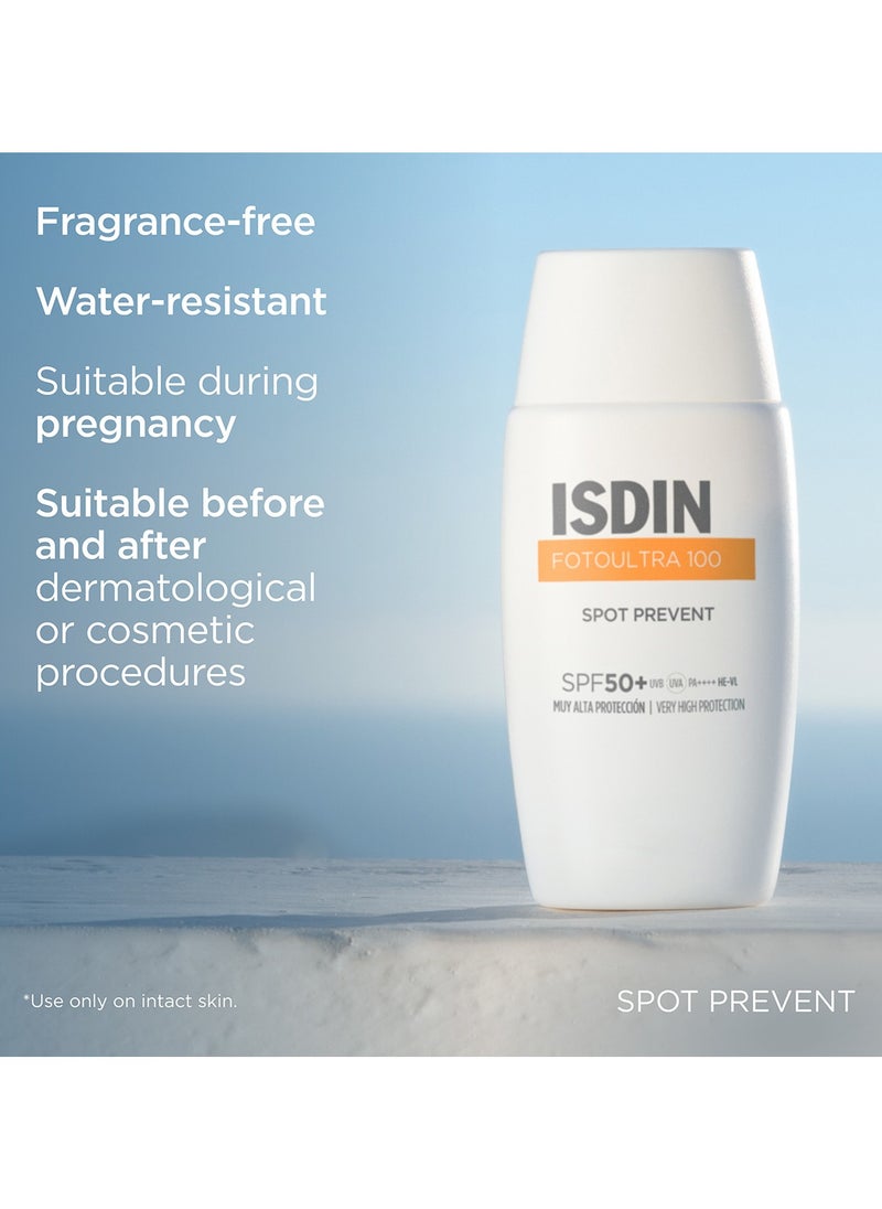 Isdin Fotoultra 100 Spot Prevent SPF 50+ 50ml - Sunscreen for Dark Spots & Hyperpigmentation, Broad-Spectrum Protection