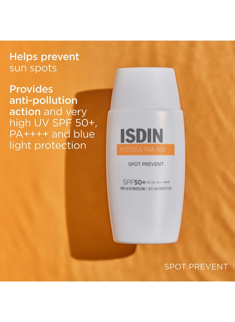 Isdin Fotoultra 100 Spot Prevent SPF 50+ 50ml - Sunscreen for Dark Spots & Hyperpigmentation, Broad-Spectrum Protection