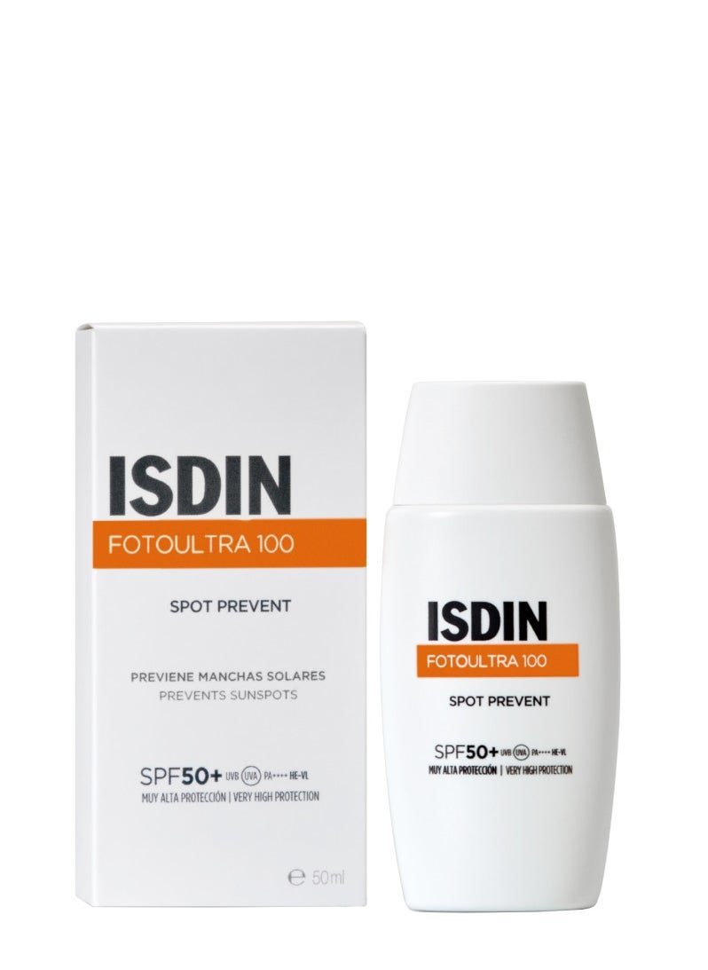 Isdin Fotoultra 100 Spot Prevent SPF 50+ 50ml - Sunscreen for Dark Spots & Hyperpigmentation, Broad-Spectrum Protection