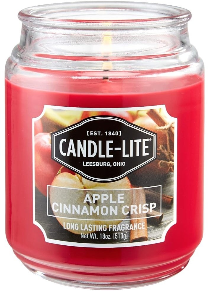 Candle-lite Scented, Apple Cinnamon Crisp Fragrance, One 18 oz. Single-Wick Aromatherapy Candle with 110 Hours of Burn Time, Red Color