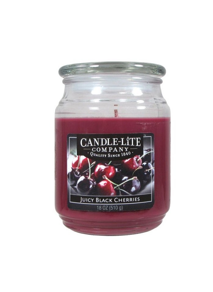 Candle-lite 18 oz Juicy Black Cherry Scented Jar Candle, Long-Lasting Fragrance