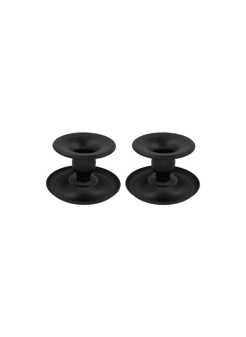 Elegant Matte Black Candle Holders Set of 2 for Pillar and Taper Candles Perfect Table Centerpiece Decor