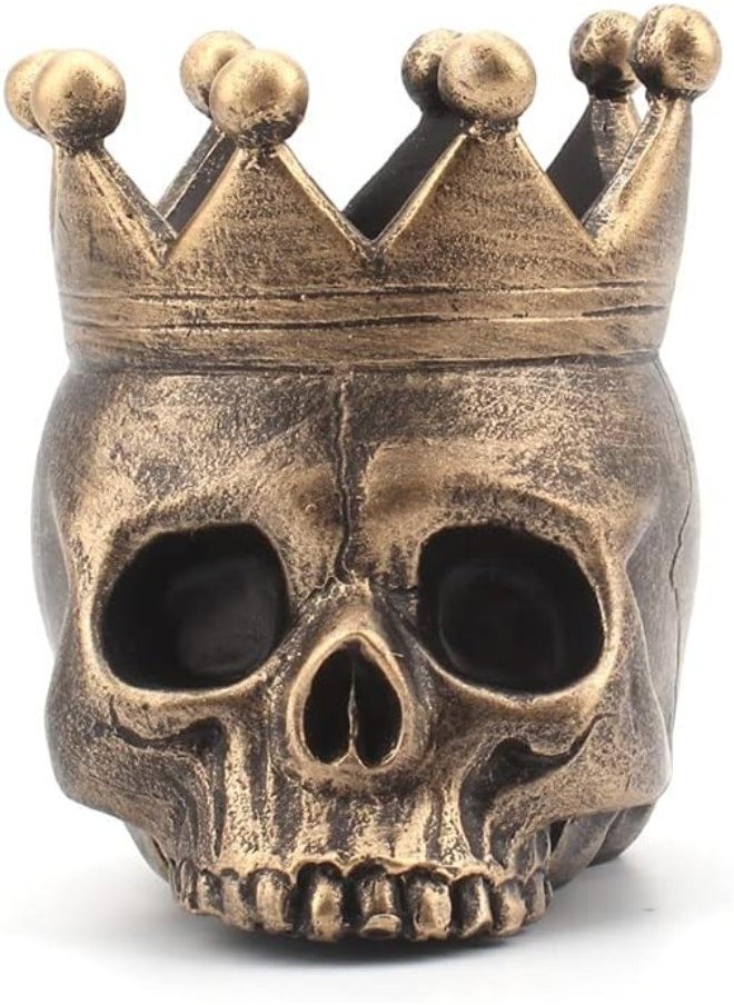 Skull Candle Holder Skeleton Candlestick Holders, Holders Decorative Retro Tea Votive Candle Holders Stand for Party Halloween Spooky Bar Skull Decor (2PCS Black & Bronze)
