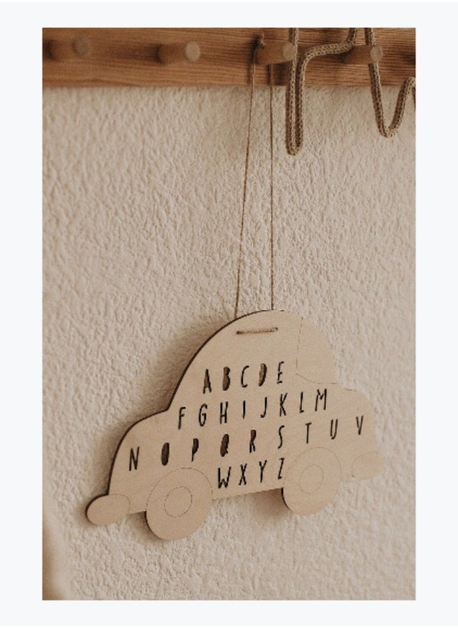 Small Car Wood Carved Hanging Decor,Wall Decor for Kids Room,Natural Home Decor,30*18cm