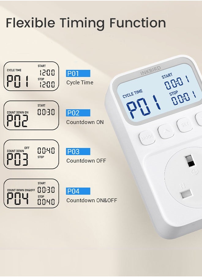 INKBIRD Plug-in Timer Thermostat C216T Programmable Heating and Cooling Temperature Controller with Timing Control High/Low-Temperature Alarm Refrigeration Delay Memory Function