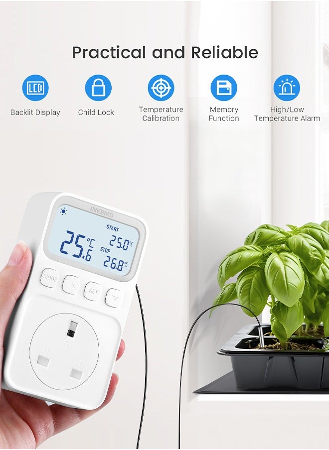 INKBIRD Plug-in Timer Thermostat C216T Programmable Heating and Cooling Temperature Controller with Timing Control High/Low-Temperature Alarm Refrigeration Delay Memory Function