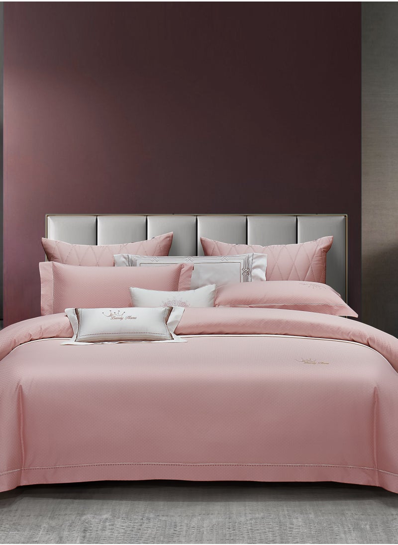 100s Light Luxury Embroidery Hilton Pink 200 * 230cm Bed Set of Four Pieces