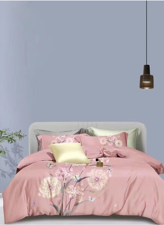 Refined Sulfur Cotton Lan Ting Ruo Meng Pink 200 * 230cm Bed Set of Four Pieces