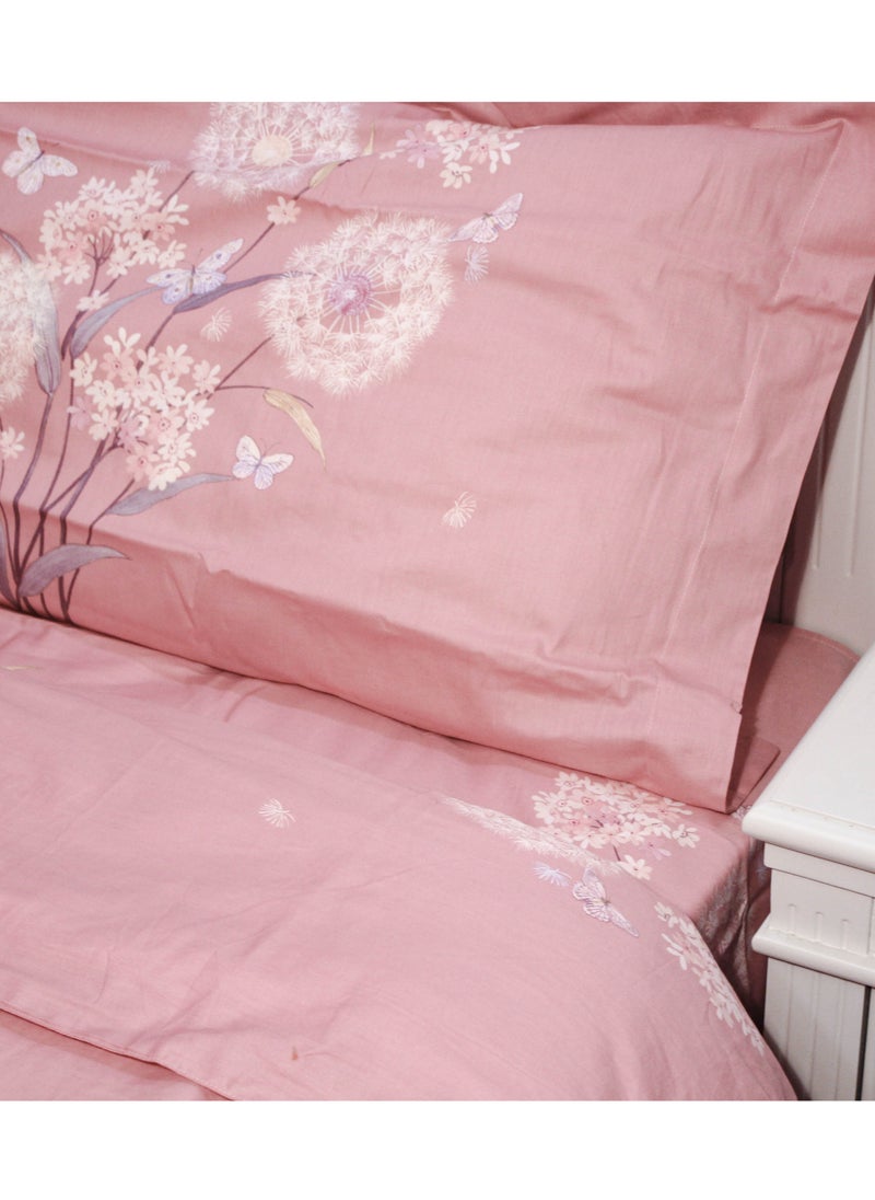 Refined Sulfur Cotton Lan Ting Ruo Meng Pink 200 * 230cm Bed Set of Four Pieces