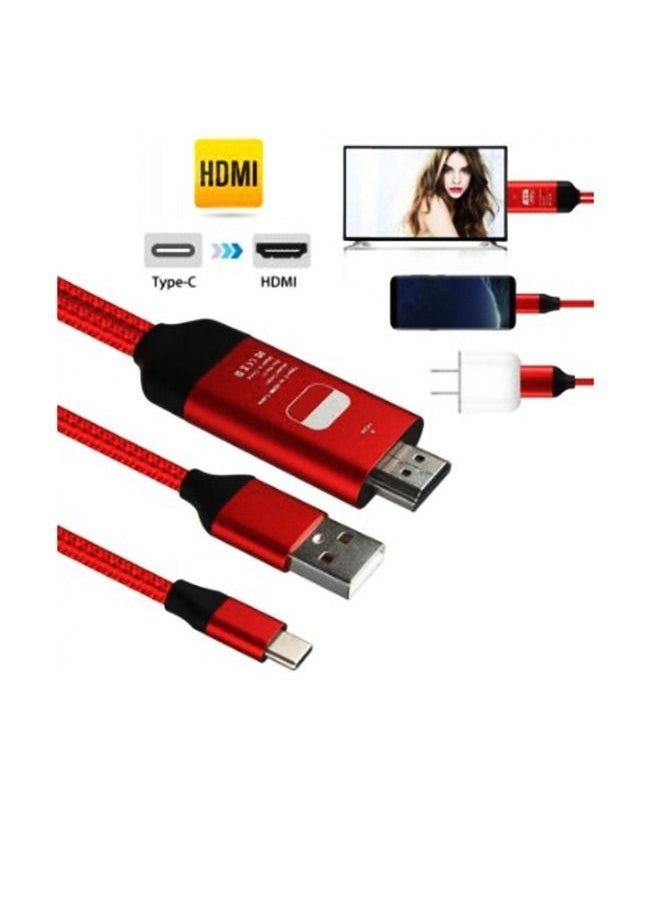 3 in 1 Type C Lighting USB to HDMI Cable and HDTV Plug and Play 1080P HD