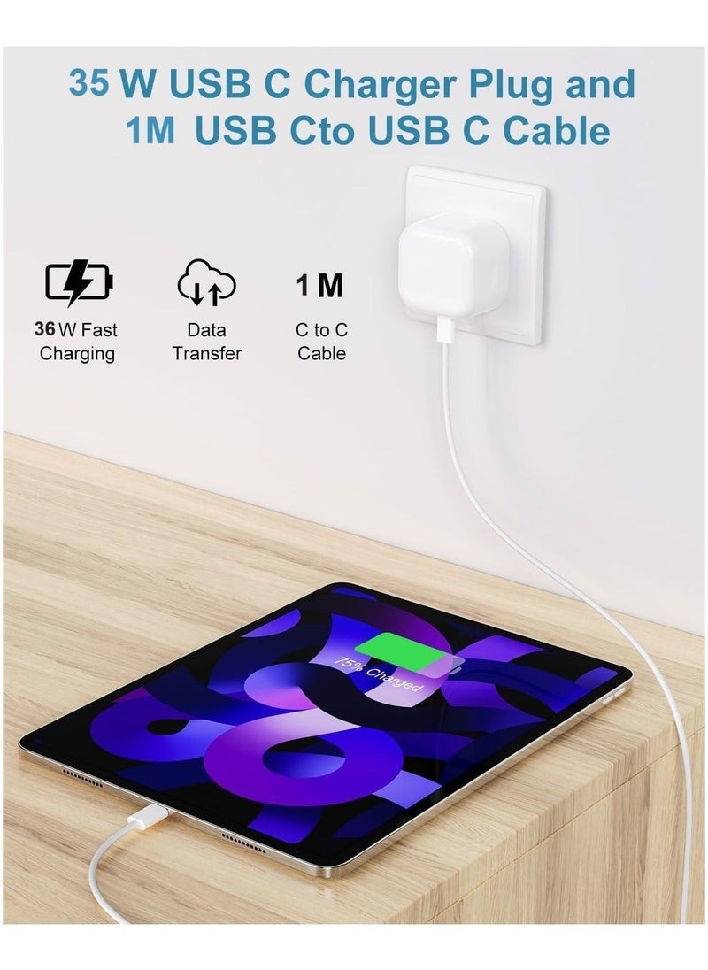 iPhone 15 Pro Max Charger With USB C Port 35 Watt with 1M iPhone Fast Charging Cord Type C to C for iPhone 15 Pro max/15 Pro/15 plus/15, Samsung S24 and all USB C mobiles / Tabs