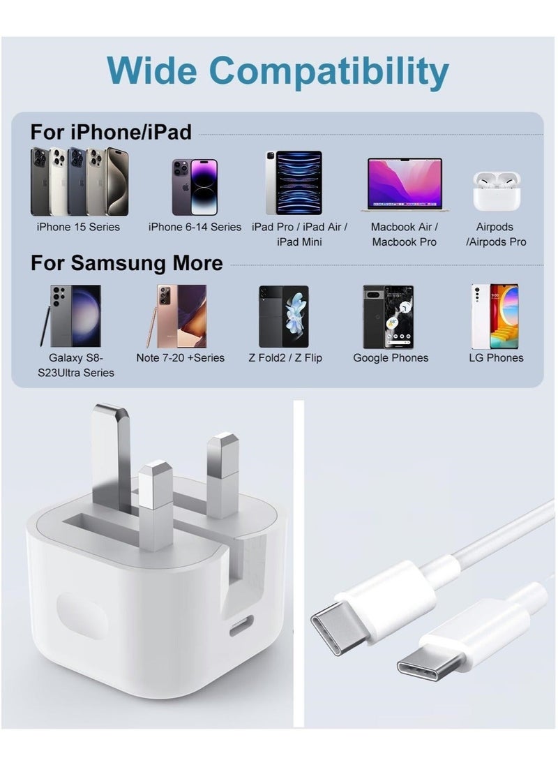 iPhone 15 Pro Max Charger With USB C Port 35 Watt with 1M iPhone Fast Charging Cord Type C to C for iPhone 15 Pro max/15 Pro/15 plus/15, Samsung S24 and all USB C mobiles / Tabs