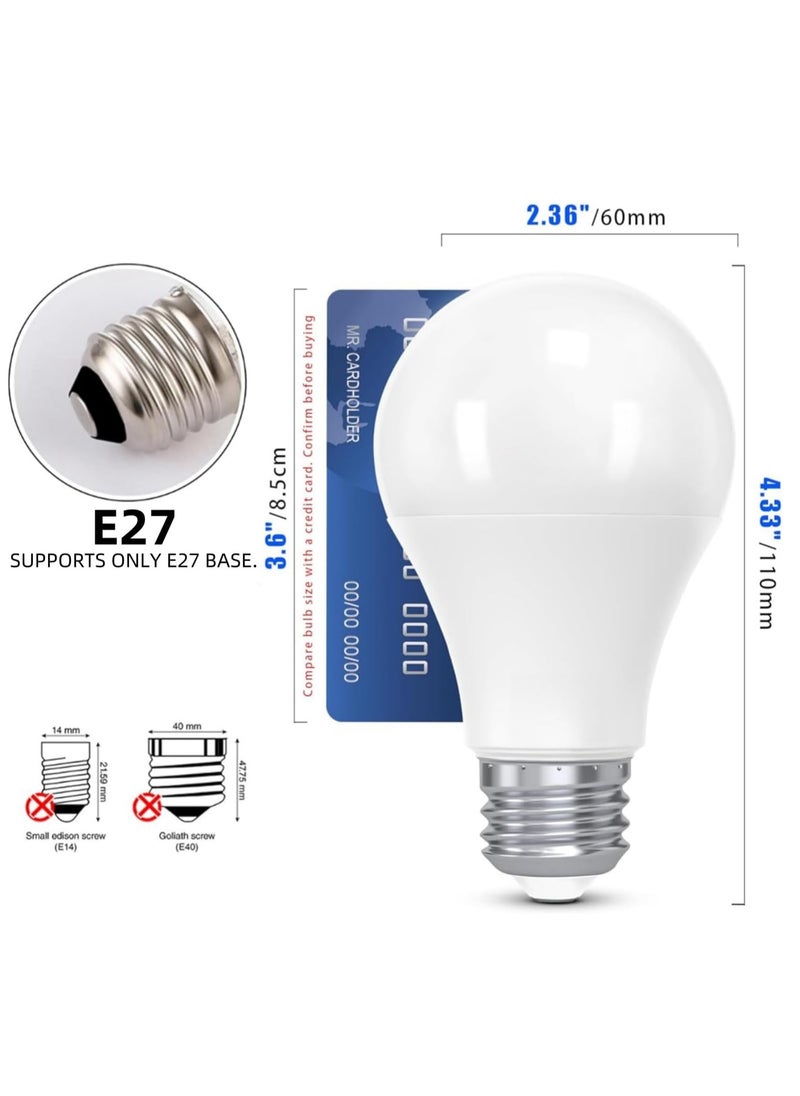 9W 12W 18W LED Light Bulb,Pack of 10,Non-Dimmable,E27 Base,6500K Daylight,Cool White