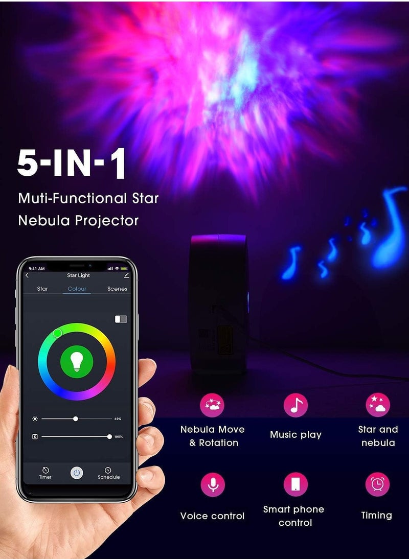 Smart Star Projector Light for Bedroom Control by Smart APP u0026 Voice Control Alexa and Google Home, 3D LED Projector Night Light with Nebula and Timing for Kids Bedroom Party Décor