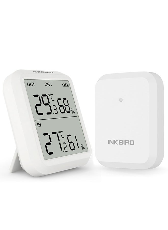 INKBIRD ITH-20R Digital Hygrometer Indoor Indoor Outdoor Wireless Receiver Thermometer Humidity Gauge with Accurate Temperature Humidity Display Monitor (One Receiver One Transmitter)