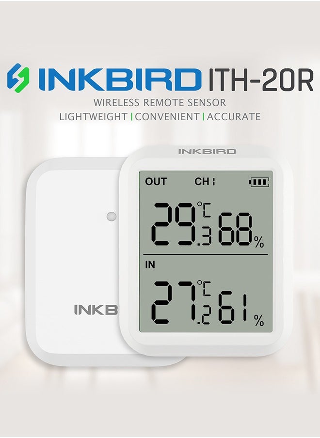 INKBIRD ITH-20R Digital Hygrometer Indoor Indoor Outdoor Wireless Receiver Thermometer Humidity Gauge with Accurate Temperature Humidity Display Monitor (One Receiver One Transmitter)