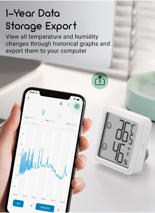 INKBIRD WiFi Thermometer Hygrometer Monitor Indoor Temperature Humidity Sensor IBS-TH3-PLUS-WIFI with LCD Display App Notification Alert 1 Year Data Storage Export Remote Monitor