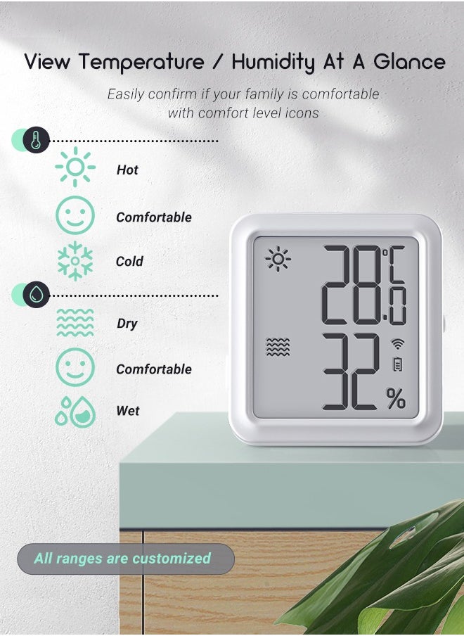 INKBIRD WiFi Thermometer Hygrometer Monitor Indoor Temperature Humidity Sensor IBS-TH3-PLUS-WIFI with LCD Display App Notification Alert 1 Year Data Storage Export Remote Monitor