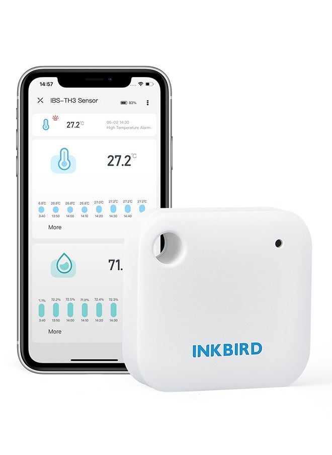 INKBIRD WiFi Thermometer Hygrometer Monitor Smart Temperature Humidity Sensor IBS-TH3 with App Notification Alert 1 Year Data Storage Export Remote Monitor for Greenhouse Wine Cellar Baby Room