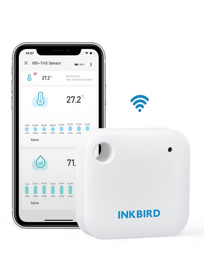 INKBIRD WiFi Thermometer Hygrometer Monitor Smart Temperature Humidity Sensor IBS-TH3 with App Notification Alert 1 Year Data Storage Export Remote Monitor for Greenhouse Wine Cellar Baby Room