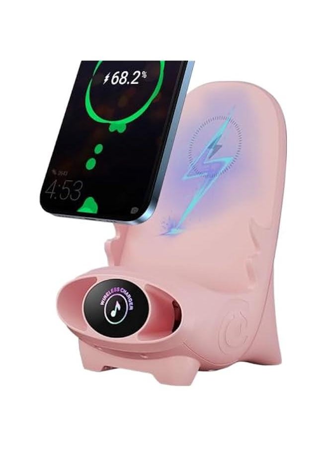 Mini Chair with Fast Wireless Charger, 2025 Upgrade Wireless Charging Phone Holder,Universal Rapid Charger Portable Mini Chair Wireless Charger Phone Holder Fast Charging (Pink)