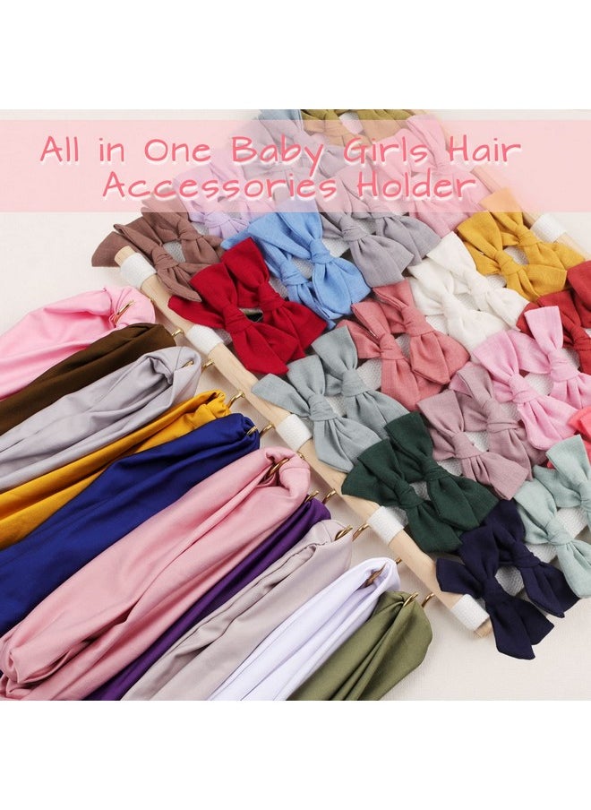 Baby Headband & Bow Holder For Girls Hair Bows, Hanging Baby Headbands Organizer Storage Newborn Headband Holder For Wall, Room, Door Or Closet (1Pcs White)