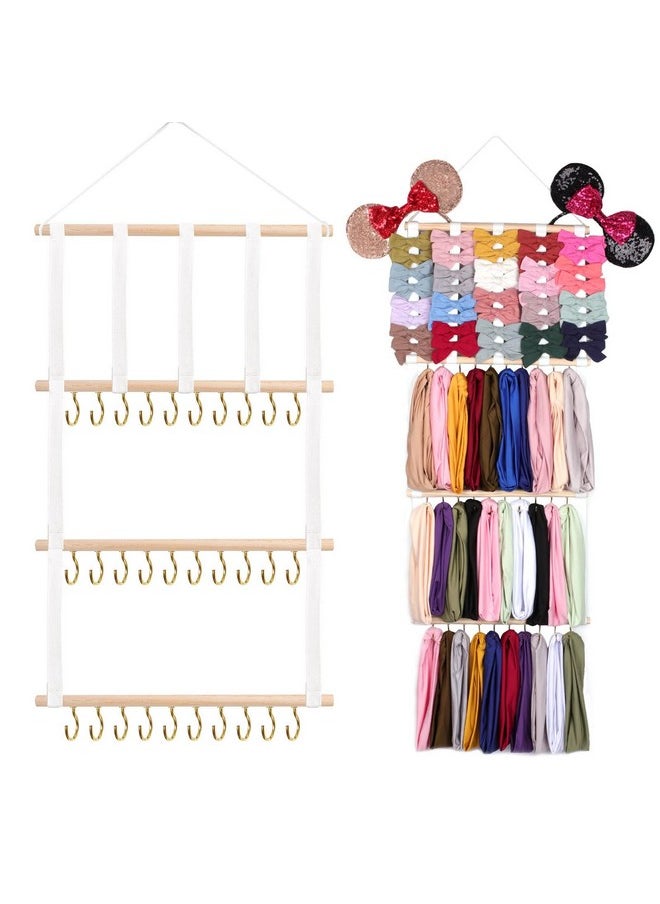 Baby Headband & Bow Holder For Girls Hair Bows, Hanging Baby Headbands Organizer Storage Newborn Headband Holder For Wall, Room, Door Or Closet (1Pcs White)