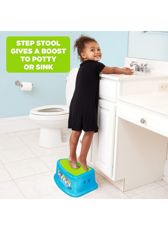 Pinkfong Baby Shark Bathroom Step Stool For Kids Using The Toilet And Sink - Kids Step Stool, Potty Training, Non-Slip, Bathroom, Kitchen, Lightweight