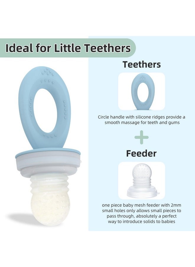 Breastmilk Popsicle Molds & Baby Food Feeders Set, Baby Fruit Feeder For Teething & Self-Feeding, Baby Food Breast Milk Storage Containers Freezer Tray (Blue)