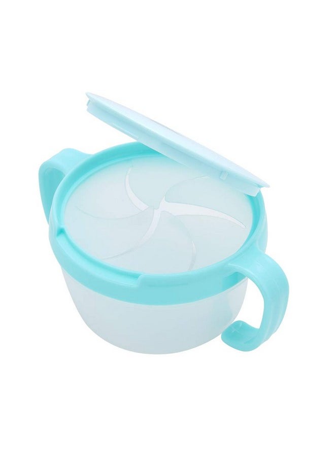 Snack Cup With Double Handle For Kids, Snack Catcher Lid Snack Container For Toddler And Baby,Portable Biscuits Candy Box (Blue)