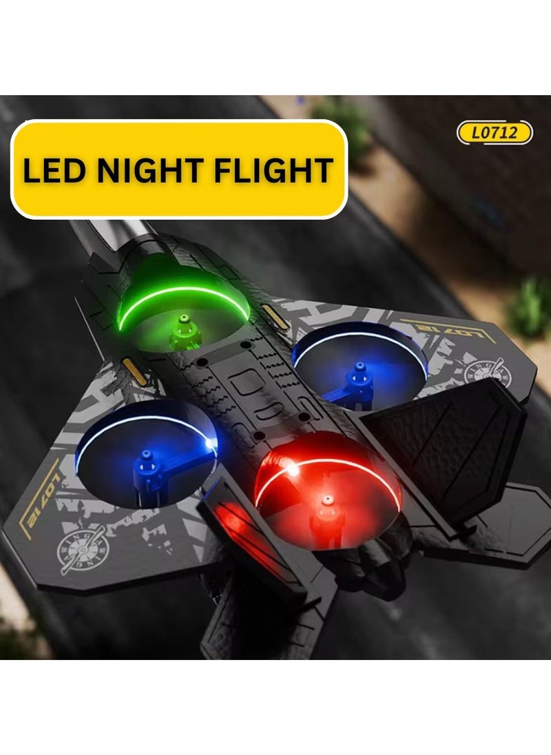 2.4GHz RC Floating Fighter Plane Quadcopter with 360° Stunts, LED Lights, USB Charging & One-Button 3D Roll - Perfect for Beginners, Kids & Adults