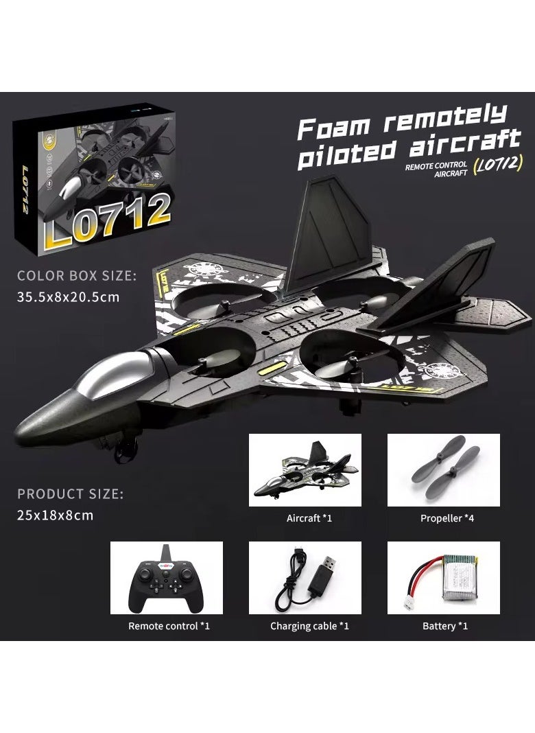 2.4GHz RC Floating Fighter Plane Quadcopter with 360° Stunts, LED Lights, USB Charging & One-Button 3D Roll - Perfect for Beginners, Kids & Adults