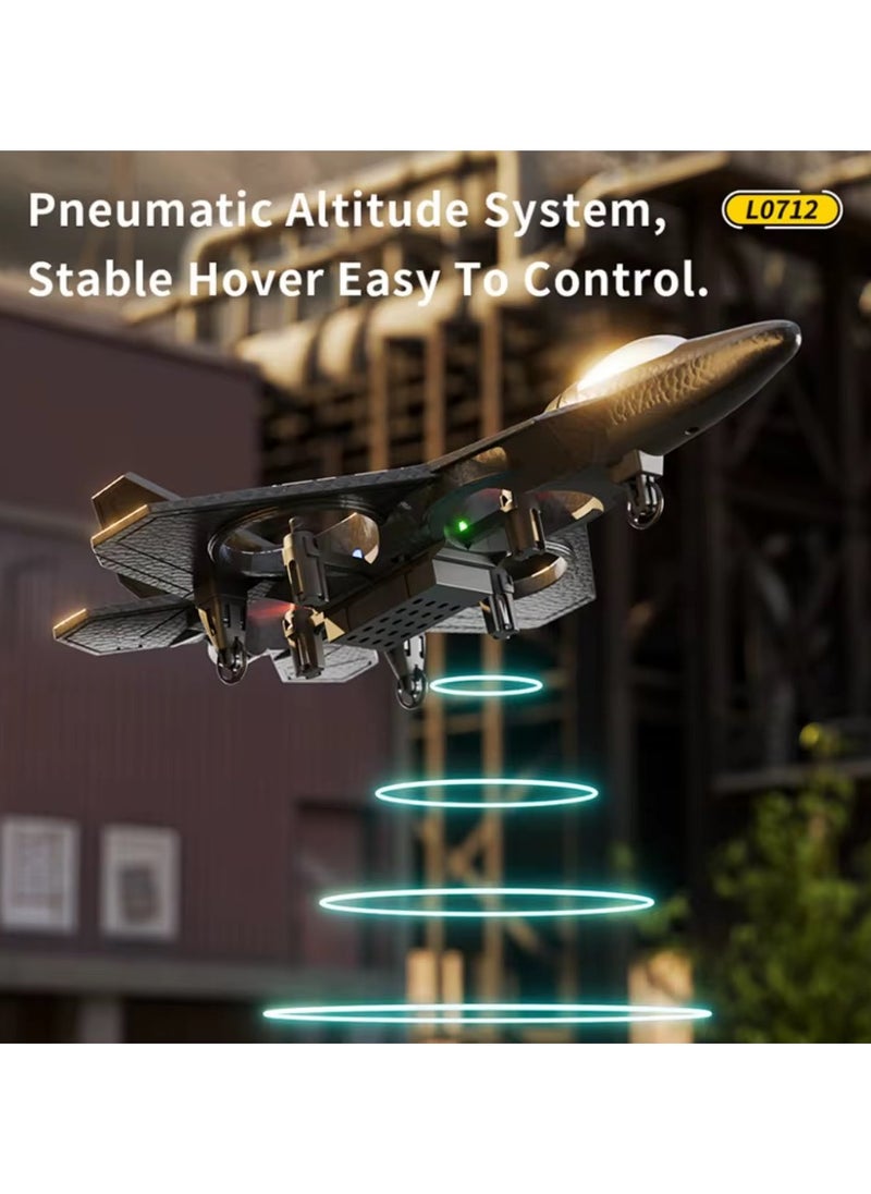 2.4GHz RC Floating Fighter Plane Quadcopter with 360° Stunts, LED Lights, USB Charging & One-Button 3D Roll - Perfect for Beginners, Kids & Adults