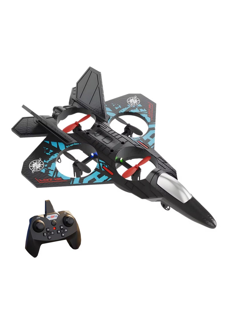 2.4GHz RC Floating Fighter Plane Quadcopter with 360° Stunts, LED Lights, USB Charging & One-Button 3D Roll - Perfect for Beginners, Kids & Adults