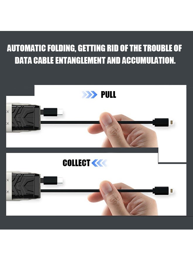 Car Charger 75W, Collapsible Lightning & Type C Cables Charger Adapter, Fast Charging Phone Charger Adapter for iPhone 16 ,16 Pro Max, Galaxy S24 Ultra, iPad, MacBook, Huawei and more