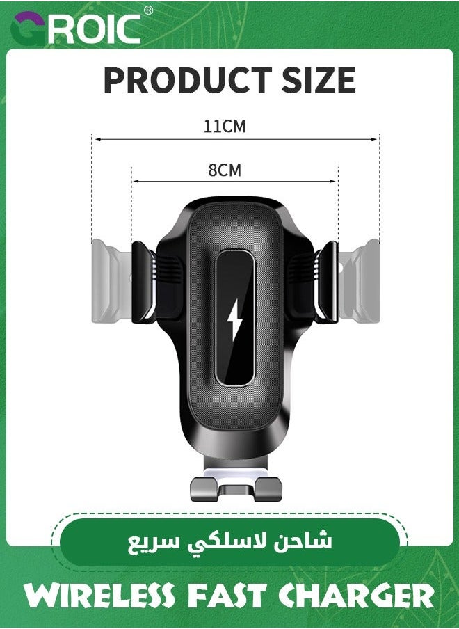 Wireless Car Charger, 15W Qi Fast Charging Auto Clamping Charger Cell Phone Holder Mount Air Vent for iPhone 15 14 13 12 11 Pro Max, Samsung Galaxy S23 Ultra S22 S21+ S10+ Note 20