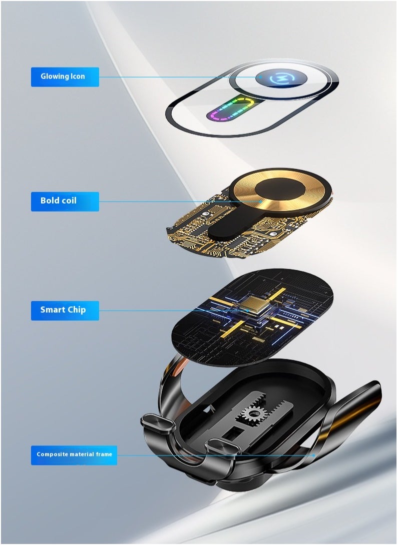 Multi functional ambient light car support bracket with rotatable wireless charging and air outlet car phone holder