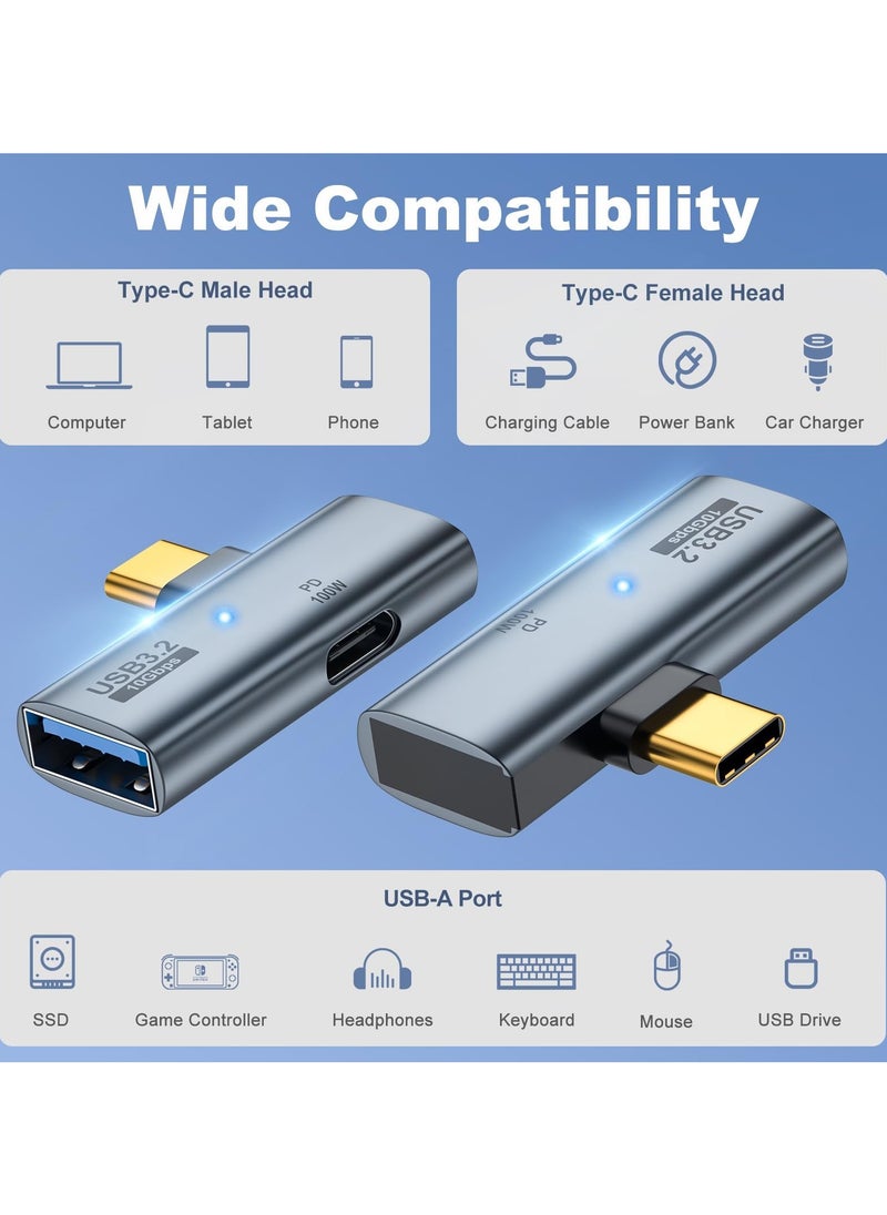 USB C to USB 3.2 Adapter, 2 Pack 2-in-1 with 100W Type C Charging Port, OTG Converter for Meta Quest 2, Rog Ally, Steam Deck, for iPhone 15 Series, iPad, MacBook and More