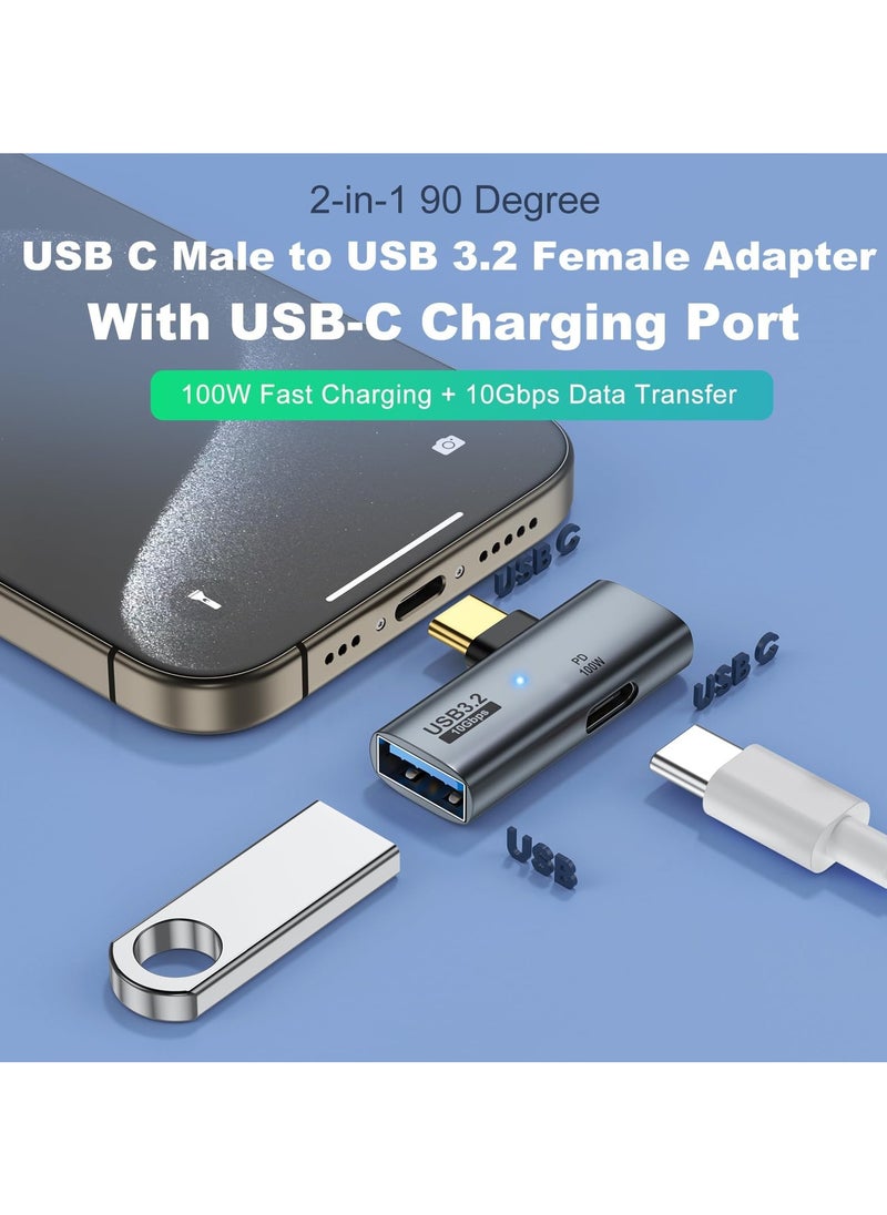 USB C to USB 3.2 Adapter, 2 Pack 2-in-1 with 100W Type C Charging Port, OTG Converter for Meta Quest 2, Rog Ally, Steam Deck, for iPhone 15 Series, iPad, MacBook and More