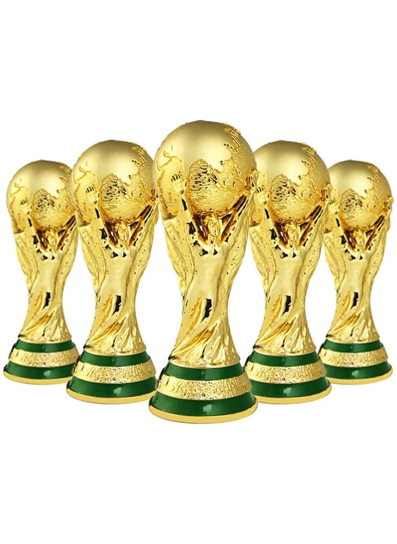 13cm Golden Resin Football Trophy Replica & Christiano Ronaldo Mini Figurine Super Star Bobble Head Doll