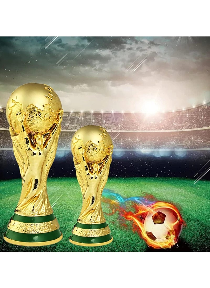 13cm Golden Resin Football Trophy Replica & Christiano Ronaldo Mini Figurine Super Star Bobble Head Doll