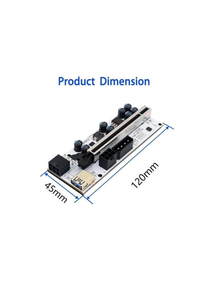 PCI-E 1X to 16X Riser Card version 010x - Graphics Extension Powered Riser Adapter Card with 24in USB 3.0 Extension Cable for GPU Mining