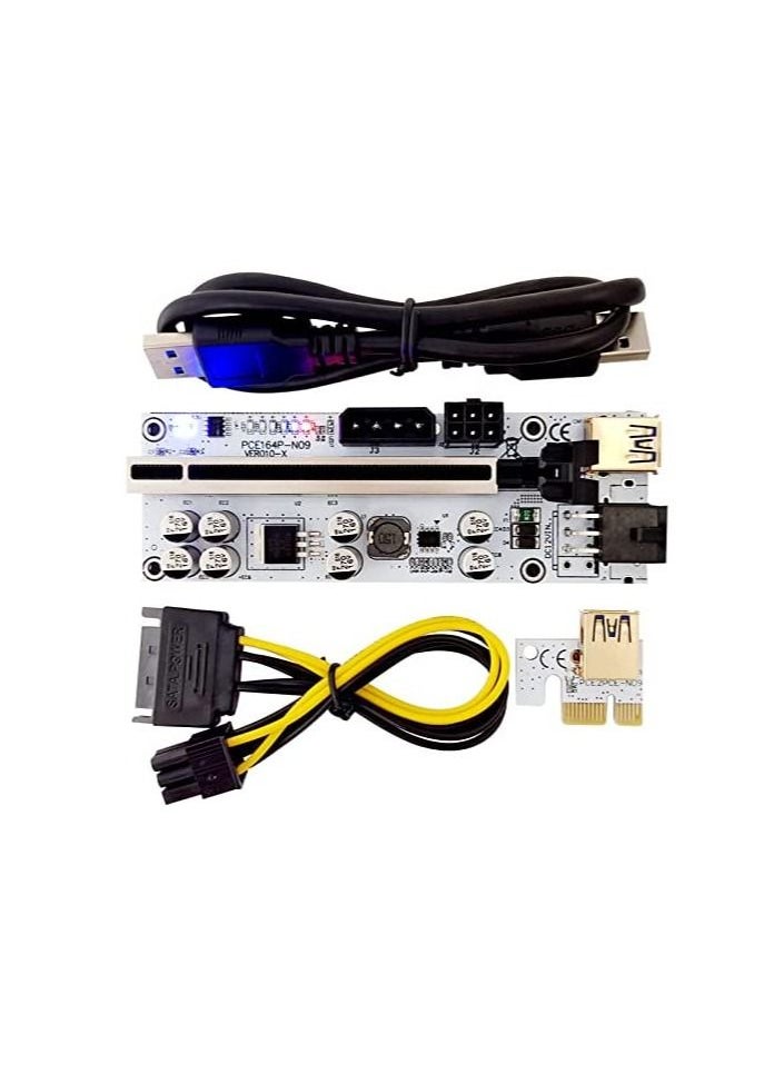 PCI-E 1X to 16X Riser Card version 010x - Graphics Extension Powered Riser Adapter Card with 24in USB 3.0 Extension Cable for GPU Mining